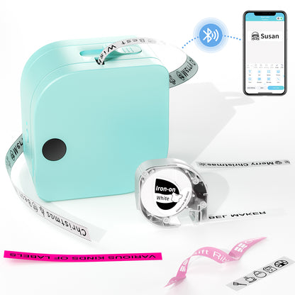 JIOCDX P12 Green Bluetooth Label Maker Machine with Tape for Smartphone