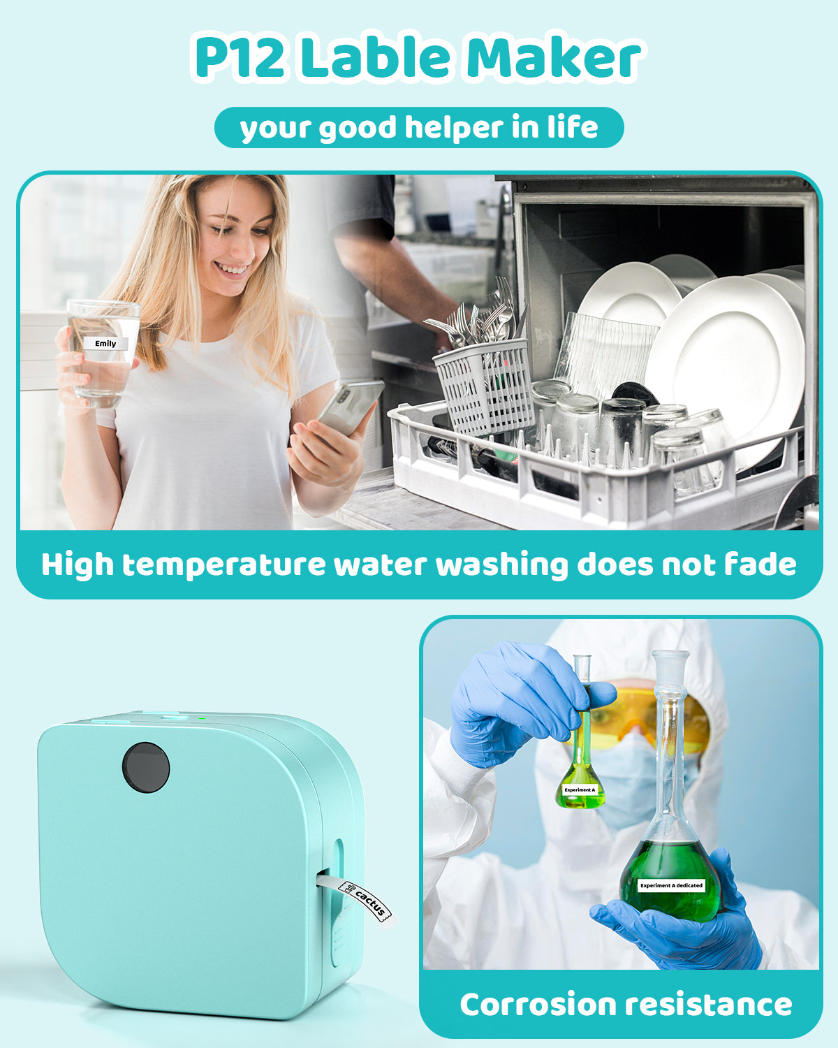 JIOCDX P12 Bluetooth Label Maker Machine with Tape for Smartphone, Mini Label Maker with Multiple Templates Icons