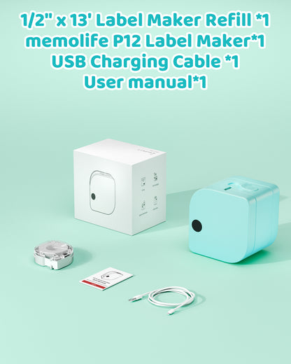 JIOCDX P12 Bluetooth Label Maker Machine with Tape for Smartphone, Mini Label Maker with Multiple Templates Icons